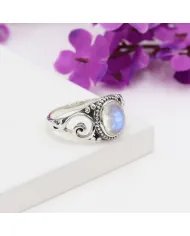 Moonstone Ring 925 Sterling Silver - Handmade Boho Vintage Style