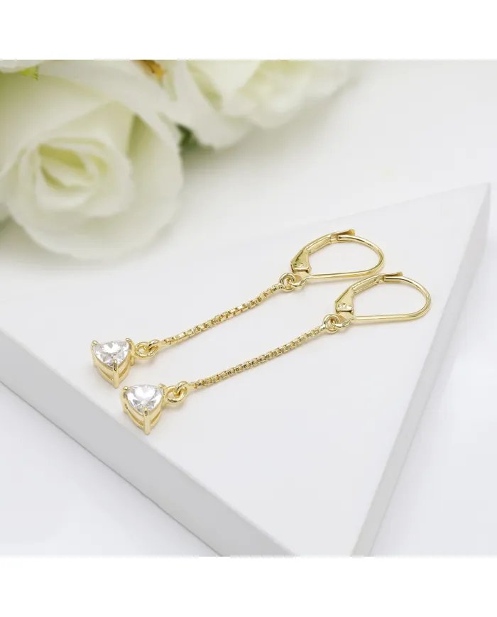 Moissanite Threader Earrings - Gold Plated 925 Silver Lightweight Jewelry