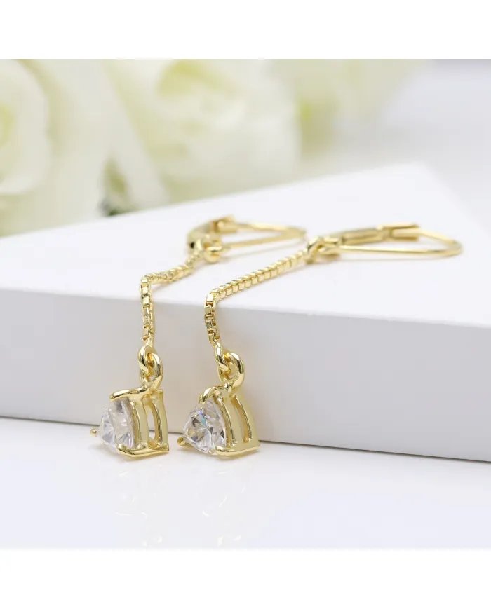 Moissanite Threader Earrings - Gold Plated 925 Silver Lightweight Jewelry