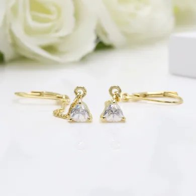 Moissanite Threader Earrings - Gold Plated 925 Silver Lightweight Jewelry