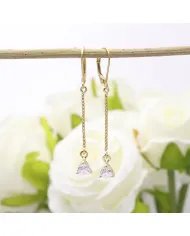 Moissanite Threader Earrings - Gold Plated 925 Silver Lightweight Jewelry