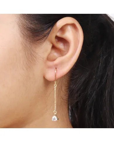 Moissanite Threader Earrings - Gold Plated 925 Silver Lightweight Jewelry