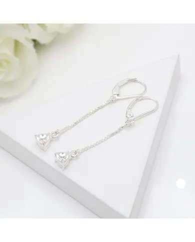 Moissanite Threader Earrings 925 Sterling Silver Handmade Drop Jewelry