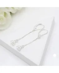 Moissanite Threader Earrings 925 Sterling Silver Handmade Drop Jewelry