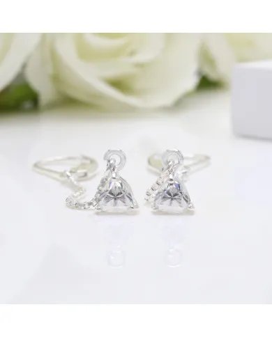 Moissanite Threader Earrings 925 Sterling Silver Handmade Drop Jewelry