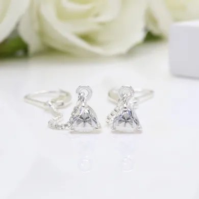 Moissanite Threader Earrings 925 Sterling Silver Handmade Drop Jewelry