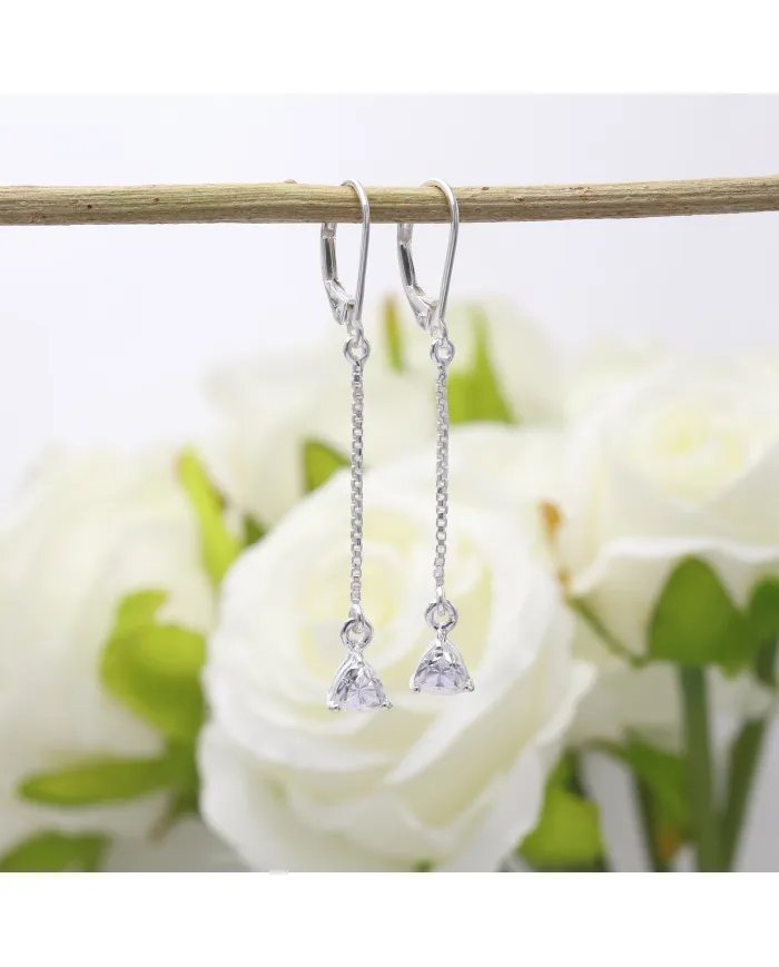 Moissanite Threader Earrings 925 Sterling Silver Handmade Drop Jewelry