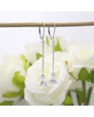Moissanite Threader Earrings 925 Sterling Silver Handmade Drop Jewelry