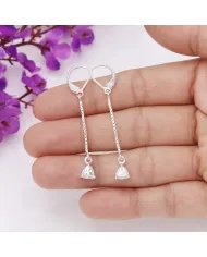 Moissanite Threader Earrings 925 Sterling Silver Handmade Drop Jewelry