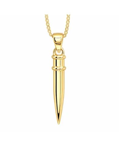 Gold Plated 925 Sterling Silver Spike Necklace – Sleek Bullet Pendant
