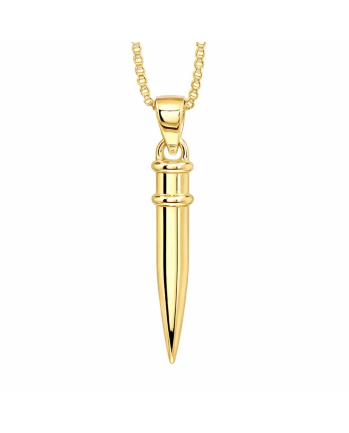 Gold Plated 925 Sterling Silver Spike Necklace – Sleek Bullet Pendant