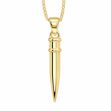 Gold Plated 925 Sterling Silver Spike Necklace – Sleek Bullet Pendant