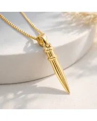 Gold Plated 925 Sterling Silver Spike Necklace – Sleek Bullet Pendant