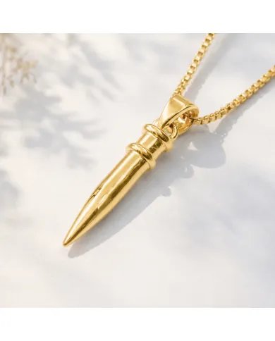 Gold Plated 925 Sterling Silver Spike Necklace – Sleek Bullet Pendant
