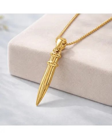 Gold Plated 925 Sterling Silver Spike Necklace – Sleek Bullet Pendant