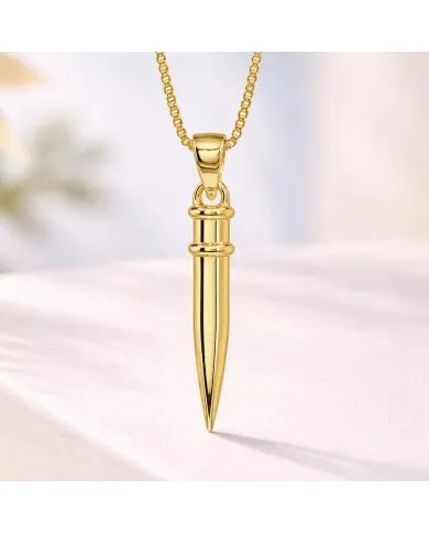 Gold Plated 925 Sterling Silver Spike Necklace – Sleek Bullet Pendant