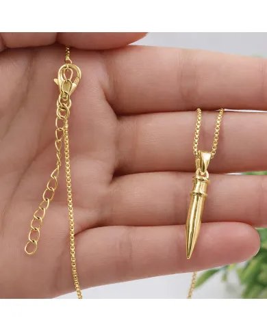 Gold Plated 925 Sterling Silver Spike Necklace – Sleek Bullet Pendant