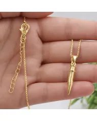 Gold Plated 925 Sterling Silver Spike Necklace – Sleek Bullet Pendant