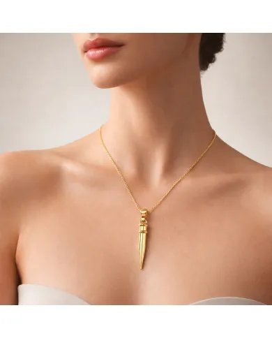 Gold Plated 925 Sterling Silver Spike Necklace – Sleek Bullet Pendant