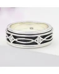 Swarovski Crystal Spinner Ring - 925 Silver Handmade Anxiety Relief Jewelry