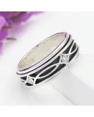 Swarovski Crystal Spinner Ring - 925 Silver Handmade Anxiety Relief Jewelry