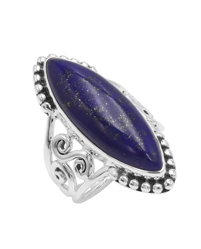 Lapis Lazuli Ring 925 Sterling Silver | Handmade Boho Style Jewelry