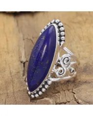 Lapis Lazuli Ring in 925 Sterling Silver Handmade Boho Style Jewelry
