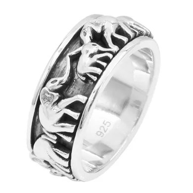 925 Sterling Silver Elephant Spinner Handmade Fidget Jewelry – Stress Relief Gift