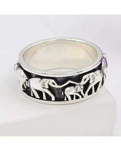 925 Sterling Silver Elephant Spinner Handmade Fidget Jewelry – Stress Relief Gift