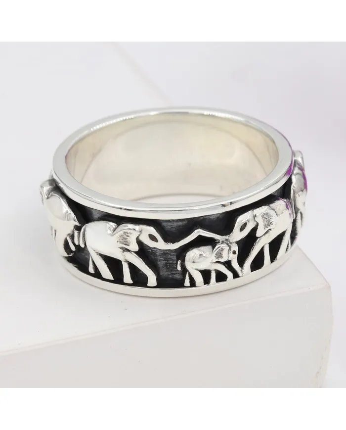 925 Sterling Silver Elephant Spinner Handmade Fidget Jewelry – Stress Relief Gift