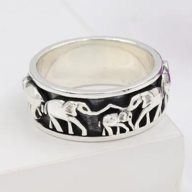 925 Sterling Silver Elephant Spinner Handmade Fidget Jewelry – Stress Relief Gift