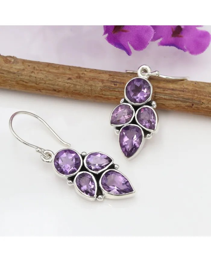 Amethyst Earrings in 925 Sterling Silver – Handmade Gemstone Jewelry