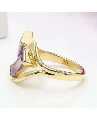 Amethyst Gemstone Ring - Gold Plated 925 Silver Handmade Jewelry