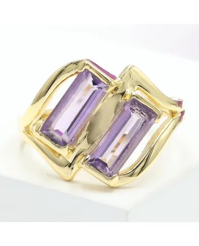 Amethyst Gemstone Ring - Gold Plated 925 Silver Handmade Jewelry