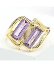 Amethyst Gemstone Ring - Gold Plated 925 Silver Handmade Jewelry
