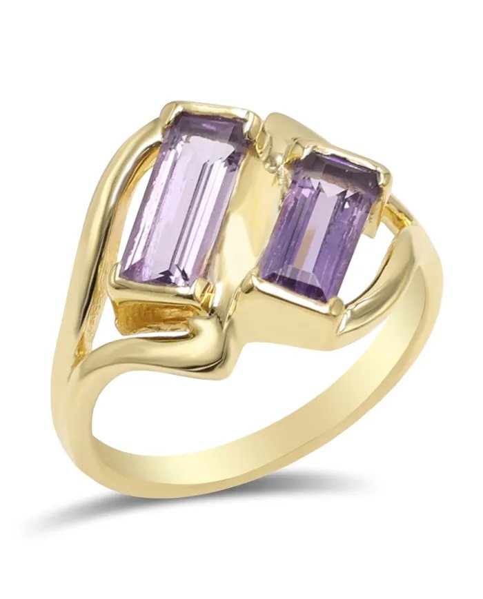 Amethyst Gemstone Ring - Gold Plated 925 Silver Handmade Jewelry