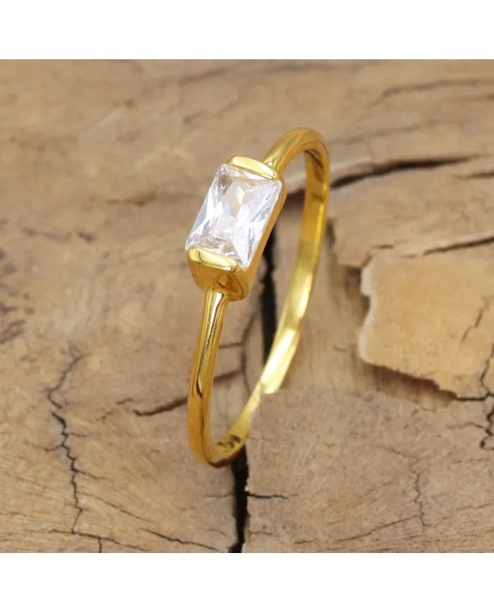 Swarovski Crystal Ring - Gold Plated 925 Sterling Silver Handmade Jewelry