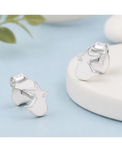 925 Sterling Silver Rabbit Stud Earrings with Swarovski Crystal Accent