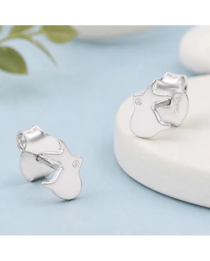 925 Sterling Silver Rabbit Stud Earrings with Swarovski Crystal Accent