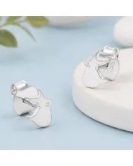 925 Sterling Silver Rabbit Stud Earrings with Swarovski Crystal Accent