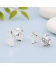 925 Sterling Silver Rabbit Stud Earrings with Swarovski Crystal Accent