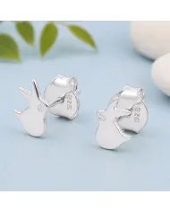 925 Sterling Silver Rabbit Stud Earrings with Swarovski Crystal Accent