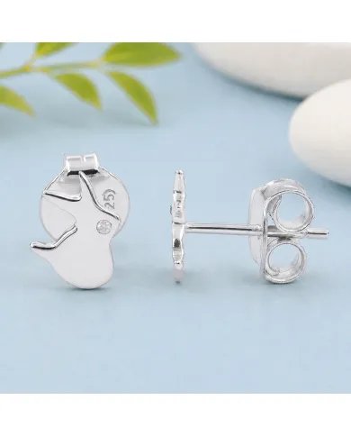 925 Sterling Silver Rabbit Stud Earrings with Swarovski Crystal Accent