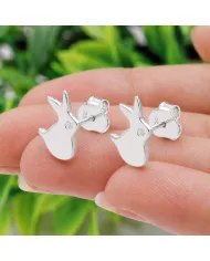 925 Sterling Silver Rabbit Stud Earrings with Swarovski Crystal Accent