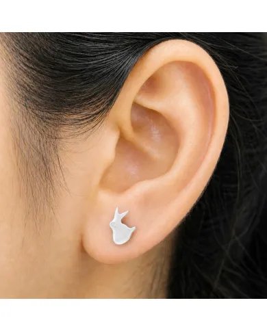 925 Sterling Silver Rabbit Stud Earrings with Swarovski Crystal Accent