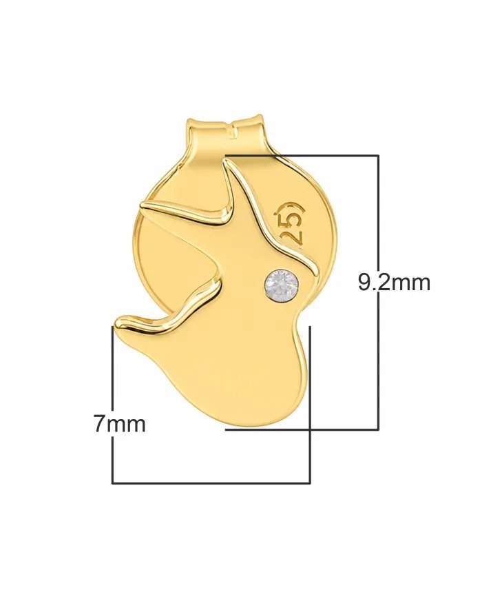 Gold Plated 925 Silver Rabbit Stud Earrings with Swarovski Crystal