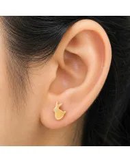 Gold Plated 925 Silver Rabbit Stud Earrings with Swarovski Crystal