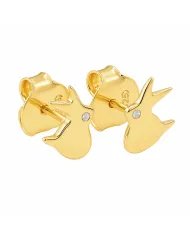 925 Sterling Silver Rabbit Stud Earrings with Swarovski Crystal Accent