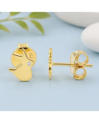 Gold Plated 925 Silver Rabbit Stud Earrings with Swarovski Crystal