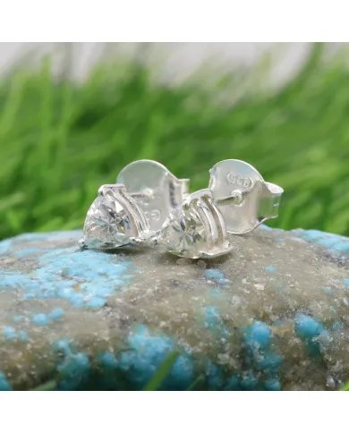 Moissanite Trillion Cut Stud Earrings in 925 Sterling Silver Handmade
